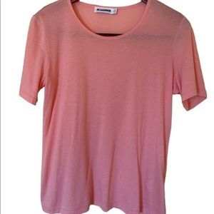 JIL SANDER crew neck peach orange tones, short sleeves top.  Size Large
